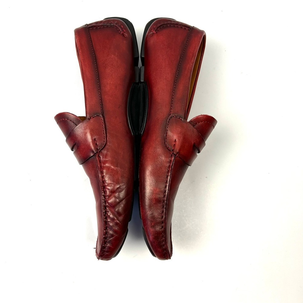 Magnanni Dylan Red Leather Penny Loafer Driving Moccasins Men's 9 Shoes Preppy - Picture 3 of 11